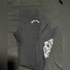 Darc Sport Black Leggings with White Tiger Design